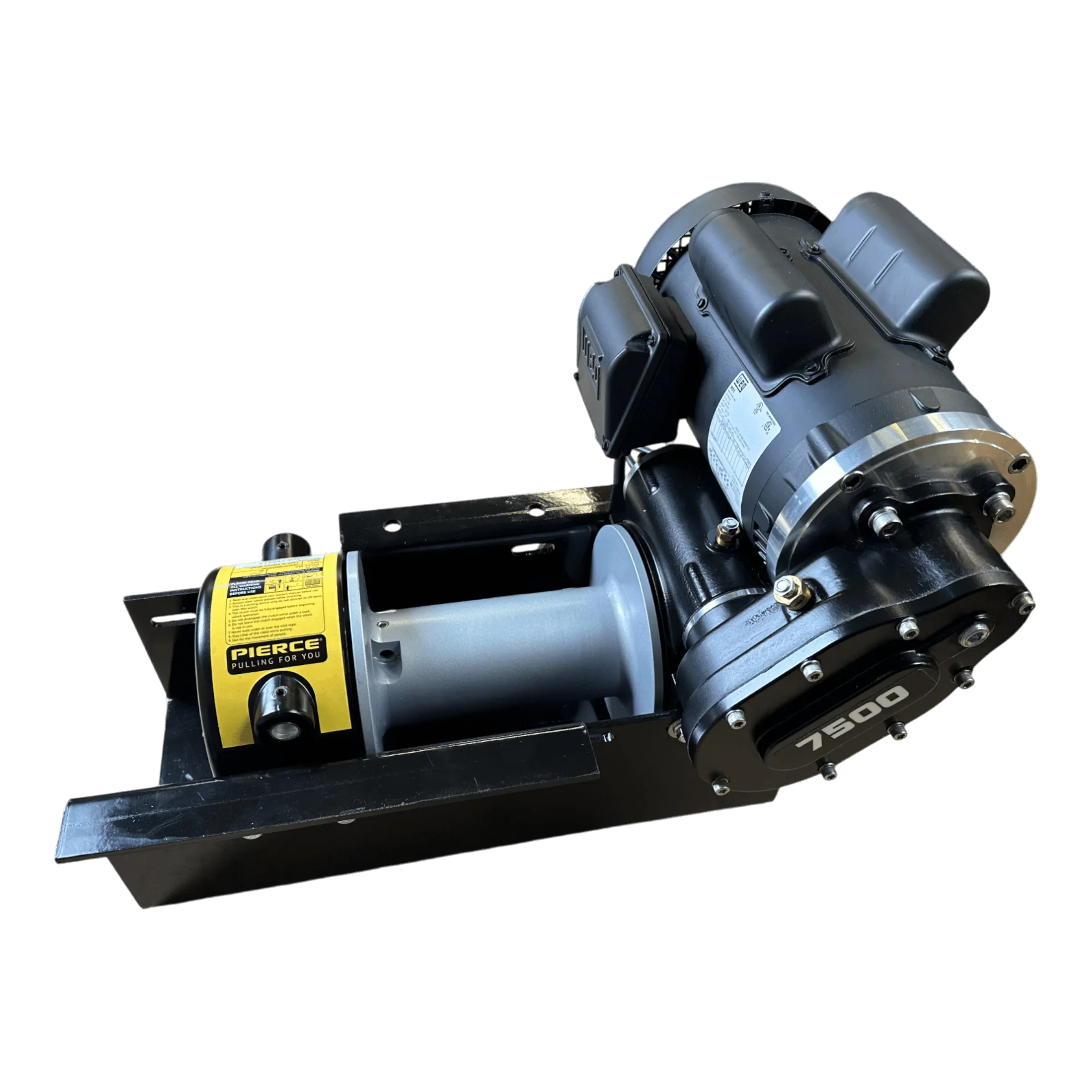 Pierce Arrow 7,500 lb 110V worm gear winch, 8 in drum